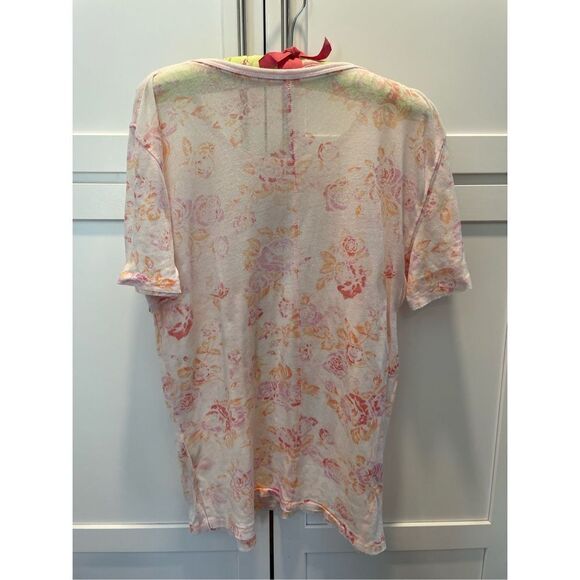 Free People Women's Tourist Tee Blush Combo Pink Floral Sz Small - Picture 1 of 5